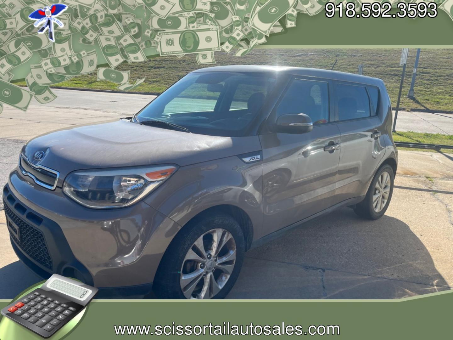 2014 BROWN KIA SOUL + (KNDJP3A59E7) with an 2.0L L4 DOHC 16V engine, 6-Speed Automatic transmission, located at 8101 E. Skelly Dr., Tulsa, OK, 74129, (918) 592-3593, 36.121891, -95.888802 - Photo#0